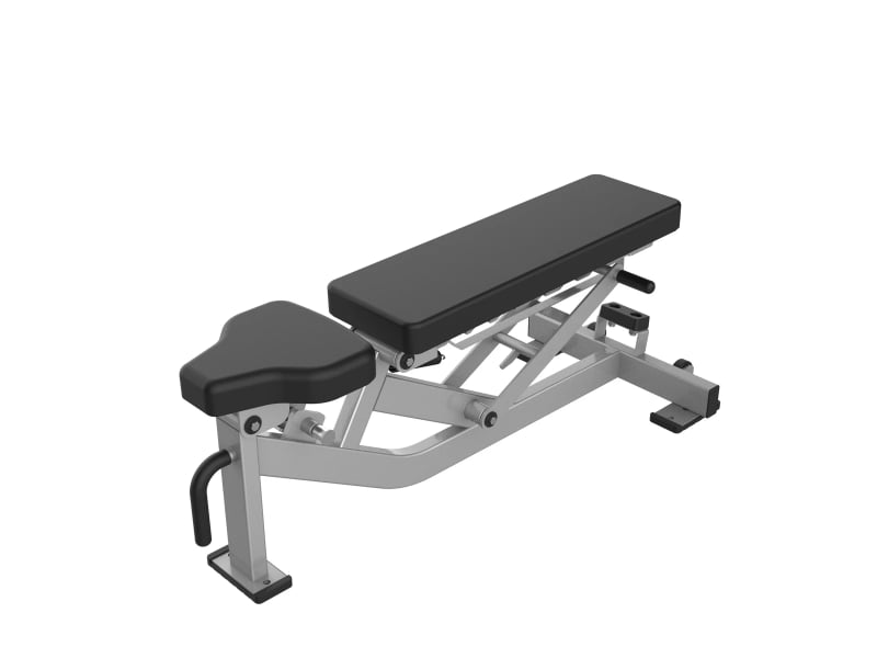 PrimePower PPF-HY39 adjustable dumbbell bench, silver-grey frame with ladder adjustment
