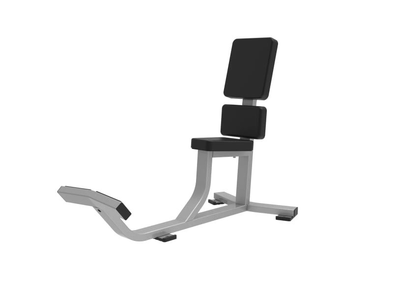 PrimePower PPF-HY38 upright utility bench, silver-grey frame with two-section black back pad