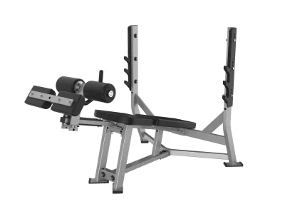PrimePower PPF-HY41 Olympic decline bench, silver-grey frame with bar catches and leg rollers PrimePower PPF-HY41 Olympic decline bench, silver-grey frame with bar catches and leg rollers