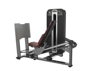 PrimePower PPF-K603A seated leg press with sliding seat, gunmetal grey frame, black shroud with silver trim