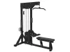 PrimePower PPF-K110A lat pulldown and low row combo, all-black frame with weight stack and flat bench