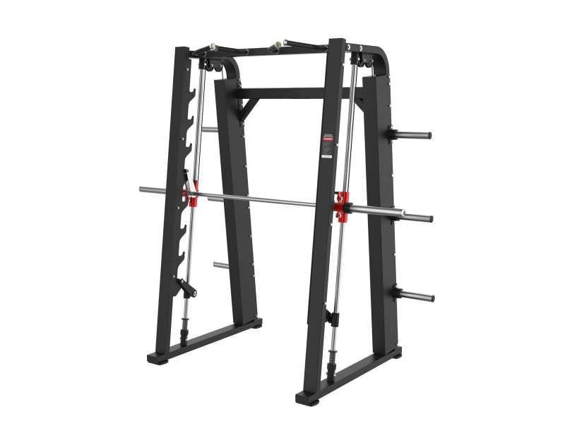 PrimePower PPF-HM63 – Smith Machine, black frame, red accents, black upholstery