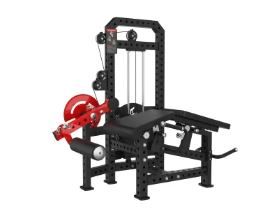 PrimePower PPF-K118 prone leg curl and leg extension combo, black frame with red cam-disc lever