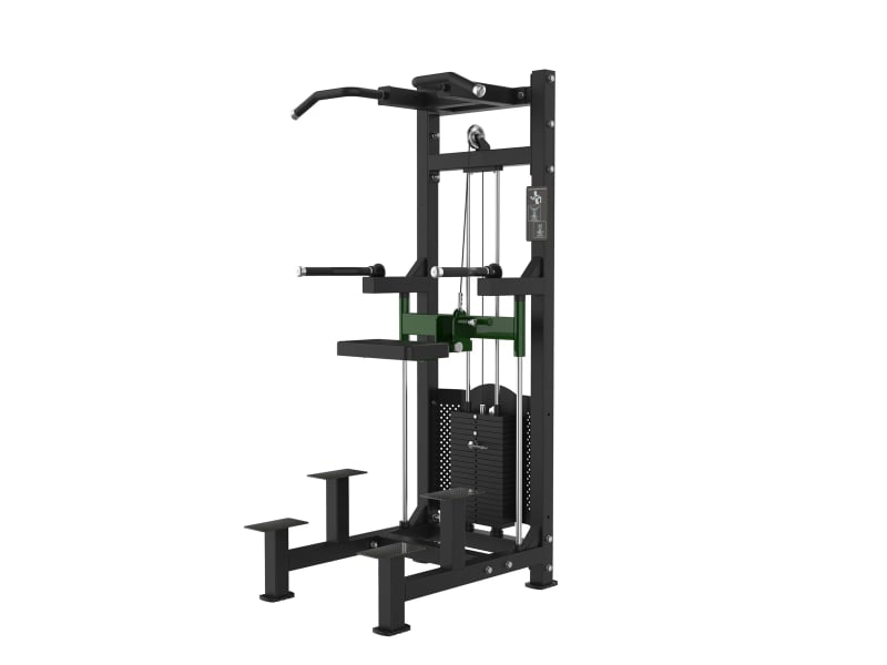 PrimePower Assisted Chin-Up / Dip PPF-A913, black frame, dark-green accents, black upholstery PrimePower Assisted Chin-Up / Dip PPF-A913, black frame, dark-green accents, black upholstery