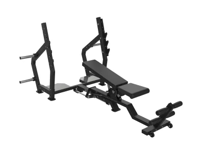 PrimePower PPF-HM37 olympic adjustable bench press, black frame, black upholstery