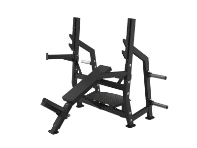 PrimePower PPF-HM42A – Olympic Incline Bench with Spotter Arms, black frame, black upholstery